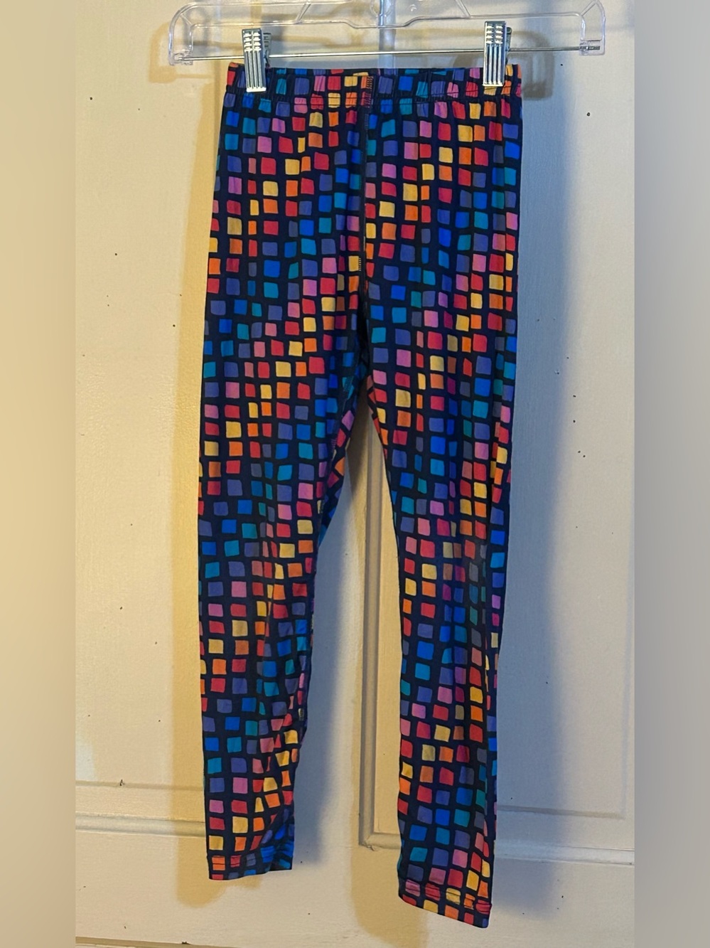 Lands' End Girls Colorful Geometric Mosaic Square Print Leggings Size M
